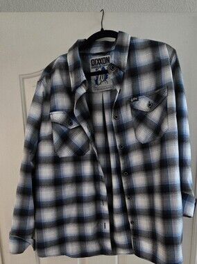 DIXXON West Coast Customs Blue, Black & White Plaid Snap-Front Shirt
